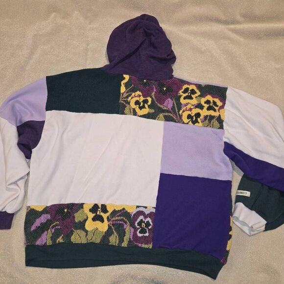 Greenwrld Tops - Greenwrld patchwork hoodie "Wildflower Dusk". Est size large.